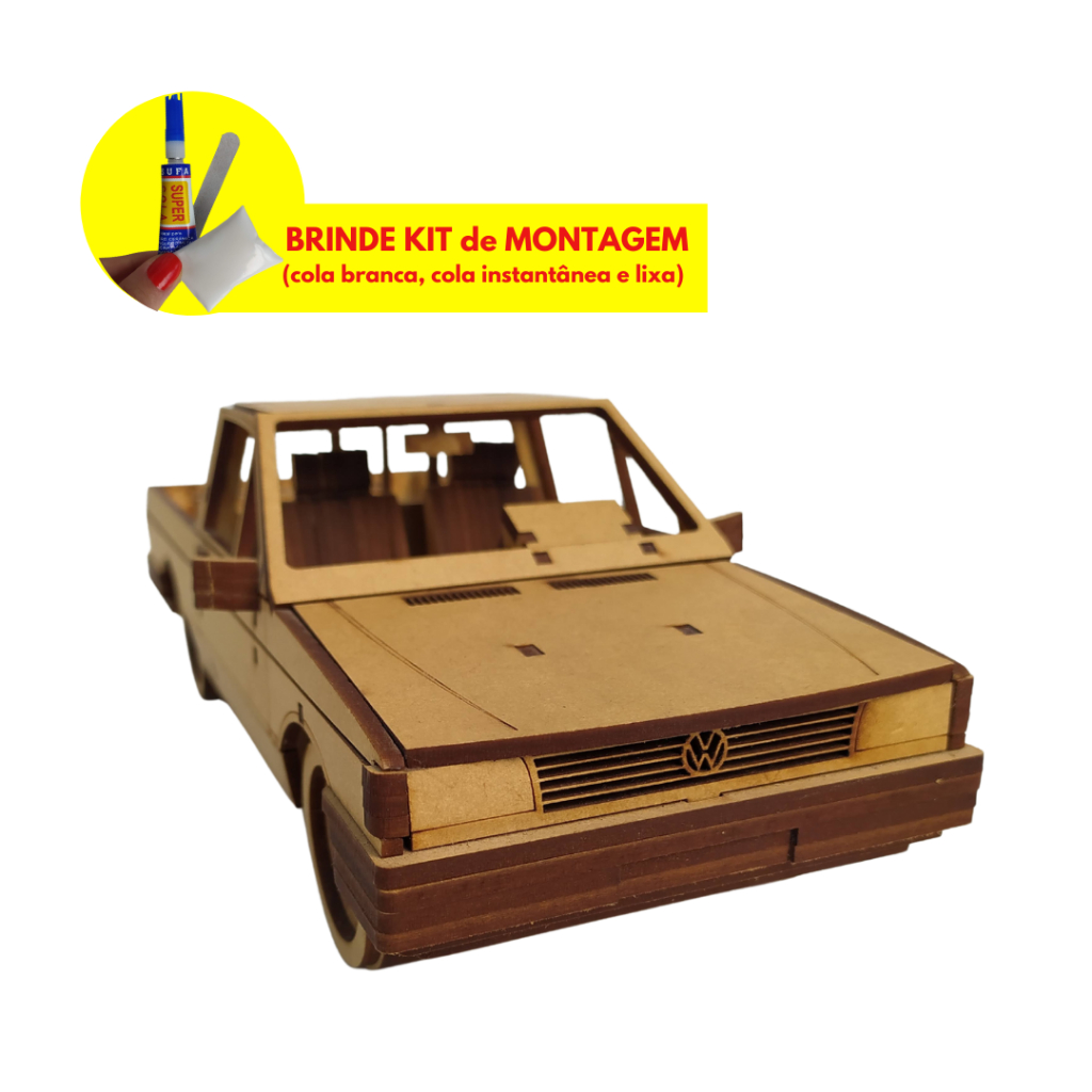 Quebra Cabeça 3D Montável Miniatura Carro Volkswagen Saveiro mdf 3mm