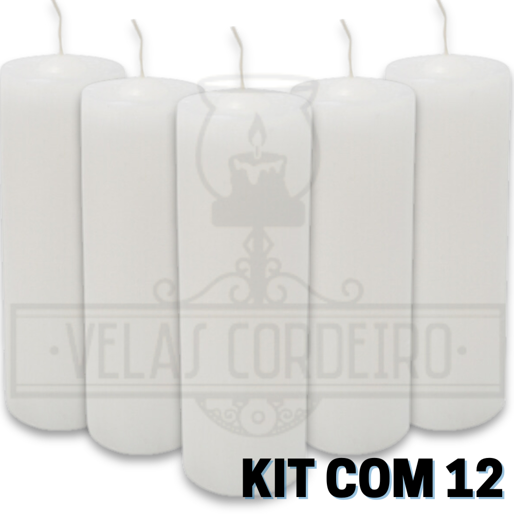 Kit 12 Velas de 7 dias de Parafina Pura Branca 260g - Sem Imagem