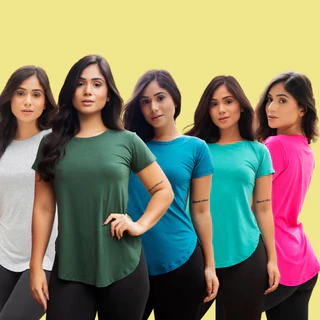 Kit 5 Blusas Fitness Feminina Tapa Bumbum Academia Sobre Legging Super Leve Dia a Dia Passeio