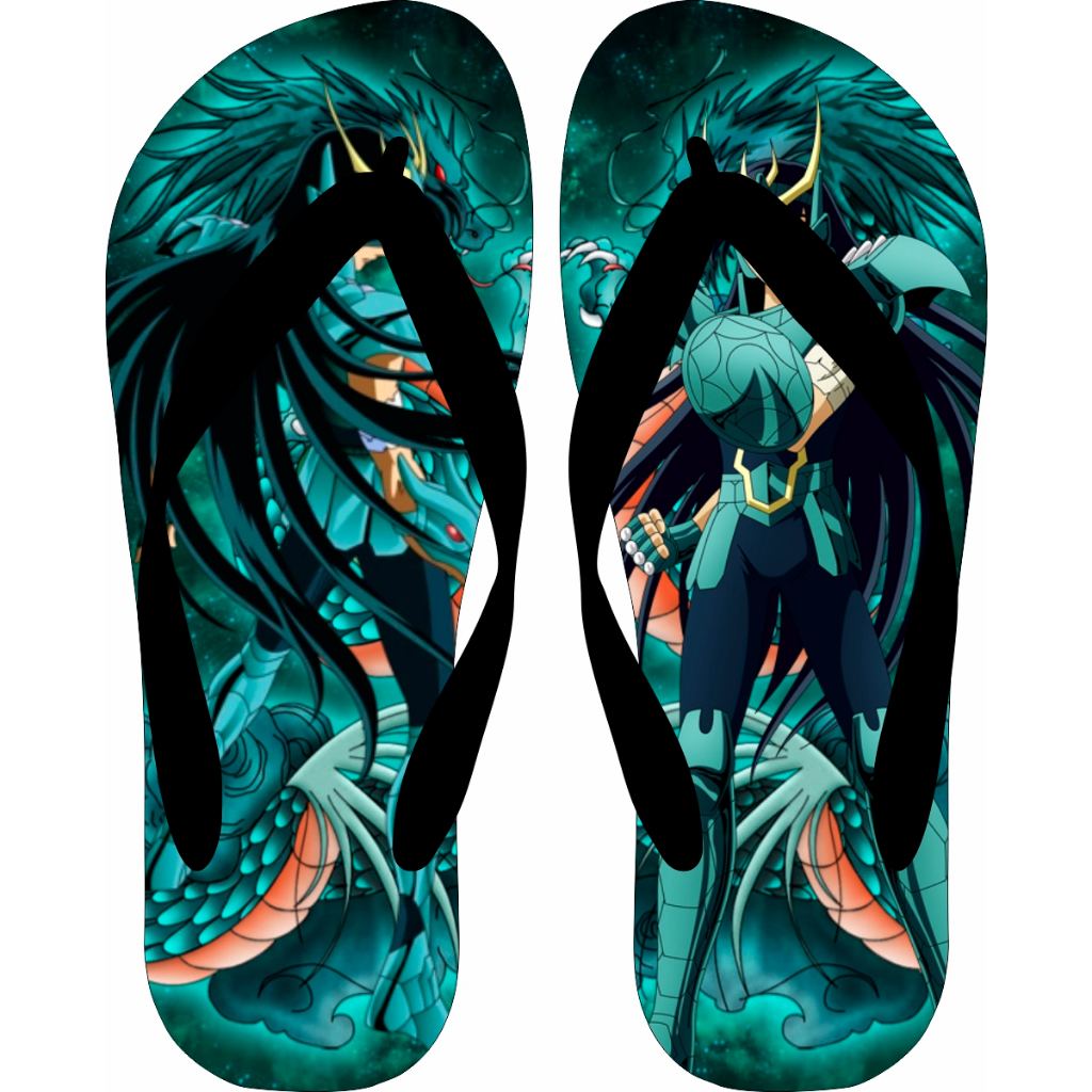 Chinelo Cavaleiros do Zodiaco Shiryu Personalizado Adulto Infantil, 2 modelos