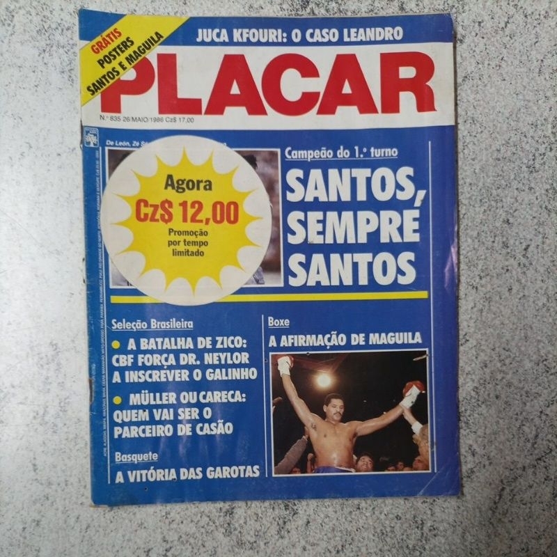 revista futebol placar número 835 - 26 de maio de 1986 com pôster do Santos