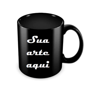 Caneca Personalizada Preta 325ml Porcelana Qualidade Premium