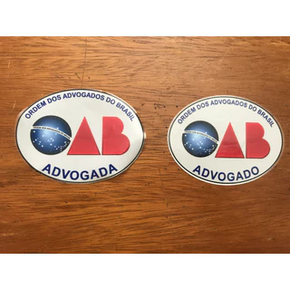 Adesivos OAB oval advogada e advogado para colagem interno no vidro do carro