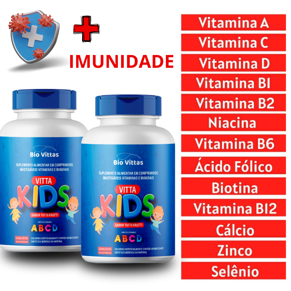 Vitaminas Infantil Mastigável Para Imunidade -120 Comprimidos cada ...