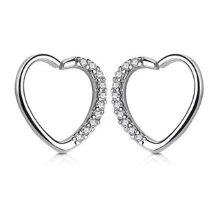Kit 2pçs Piercing coração com zircônias daith helix cravejado prata 925