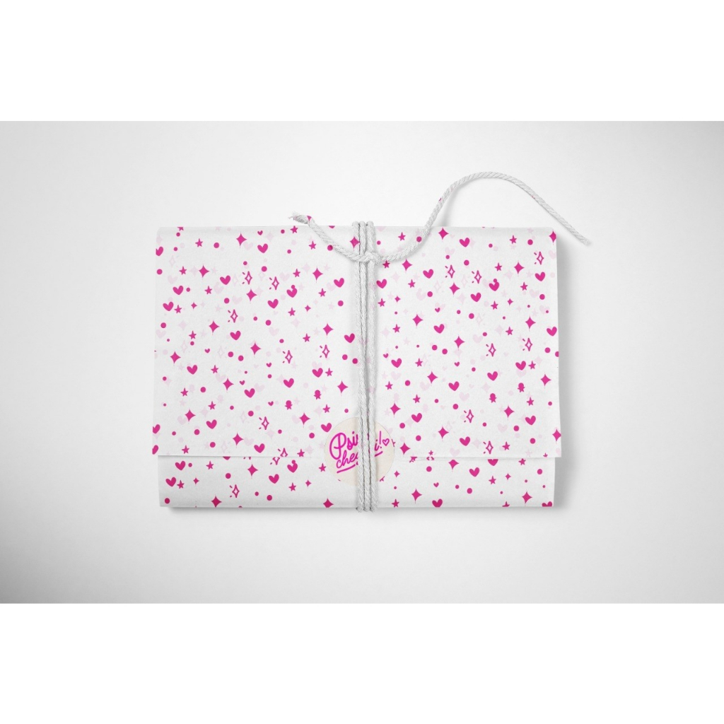Papel seda corações e estrela afetivo psiu cheguei 31x46