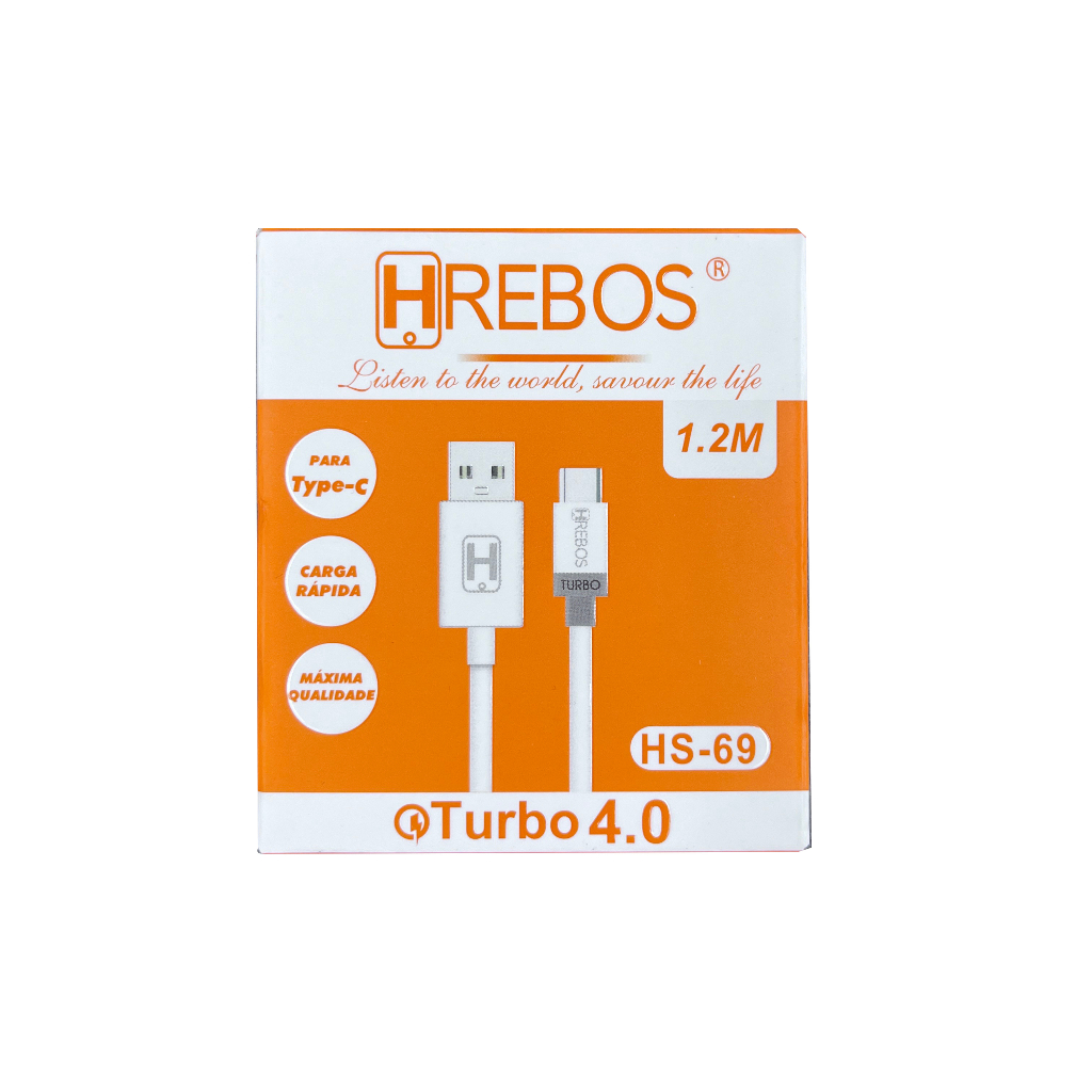 Cabo Turbo 4.0a De 1.2 Metros Tipo C Carregar Celular E Dados Hrebos