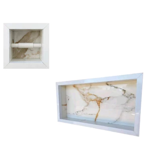 Kit Nicho de Porcelanato e Porta Papel Higiênico de Embutir Gold