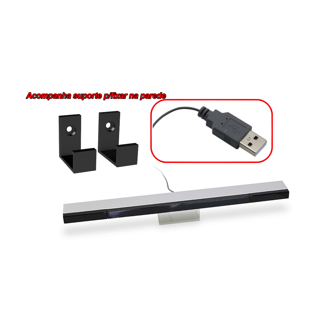 Sensor Bar Barra Ou Suporte USB PC Notebook Computador Wiiu Wii U Nintendo