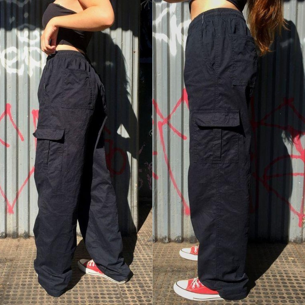 Calça Cargo Skate Caqui bege Preta Streetwear Larga Feminina Masculina ...