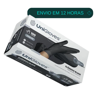 Luva de látex Preta para procedimento (pouco pó) - UniGloves