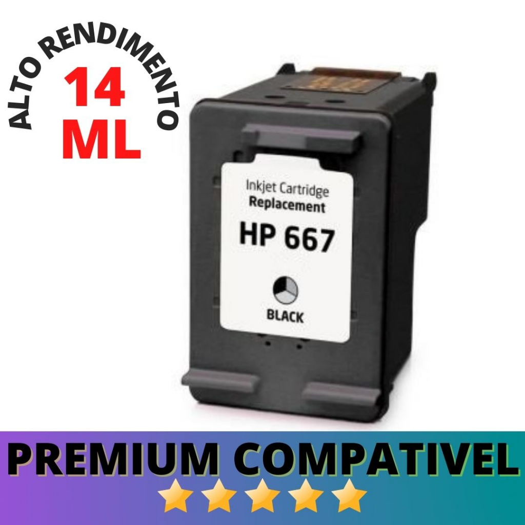 Cartucho Compativel 667 Xl Preto Para Hp 2774, 2776, 6475 imediato Envio