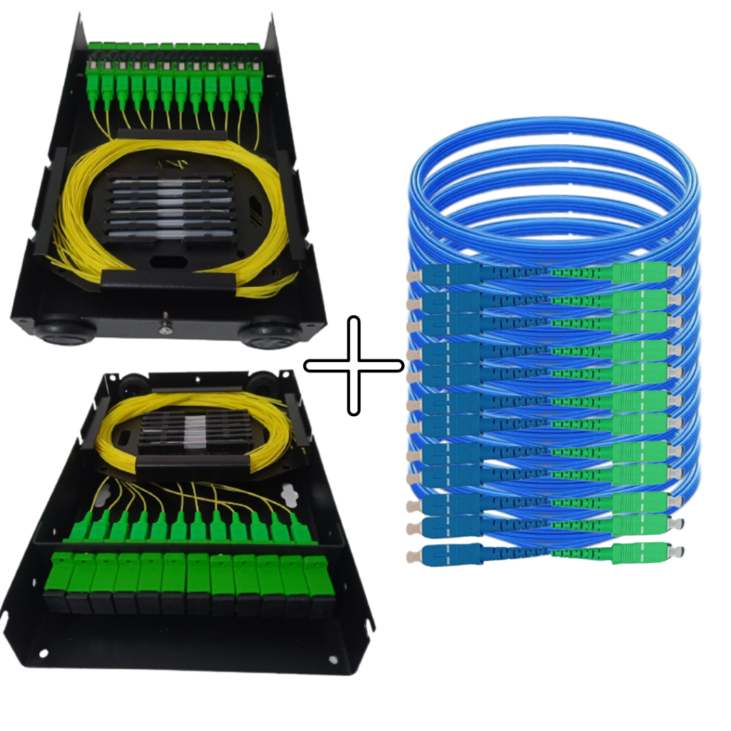 MINI DIO 12 FIBRAS SC APC + 12 UNIDADES CORDÃO ÓPTICO 1,5 METROS SC APC ...