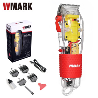 WMARK Estilo Transparente Profissional Recarregável Clipper Máquina De Corte De Cabelo Elétrica Com Substituir Lâmina Para Homens Barba De Lítio