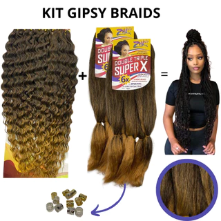 Gypsy braids 2 Jumbo Super X 400G Zhang Hair + crochet Orgânico premium cacheado 300G + aneis para tranças Box braids