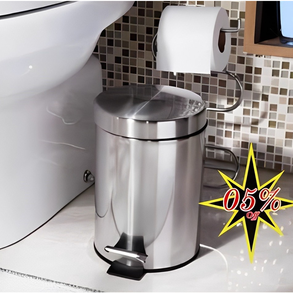 Lixeira Aço Inox Com Pedal Para Cozinha/banheiro 5 Litros