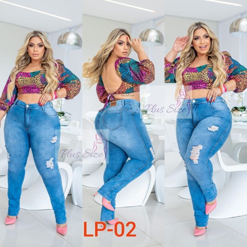 CALÇA JEANS FEMININA PLUS SIZE COM LAYCRA