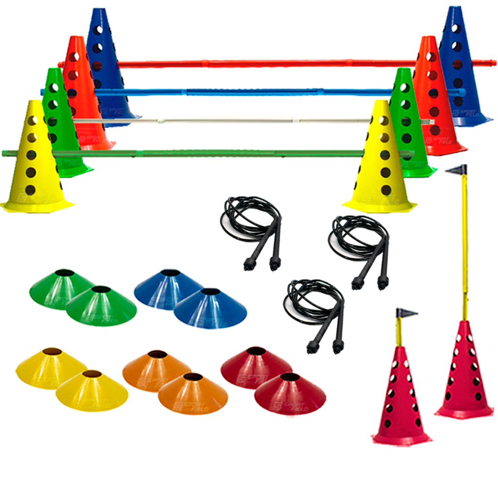 10 Cones Furados 5 Barreiras + 10 Pratos + 03 Corda De Pular | Shopee ...