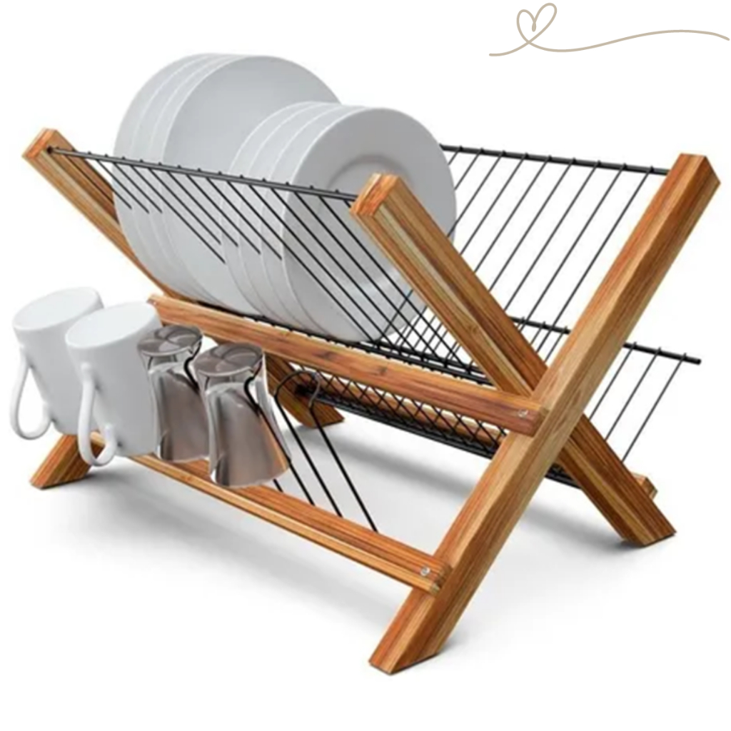 Escorredor De Louça Retro Dobrável Em Madeira Teca Da Stolf | Shopee Brasil
