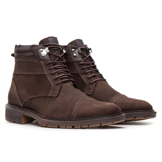 Bota Coturno Masculino Casual Couro Vaqueiro Cadarço Confortável Bigioni