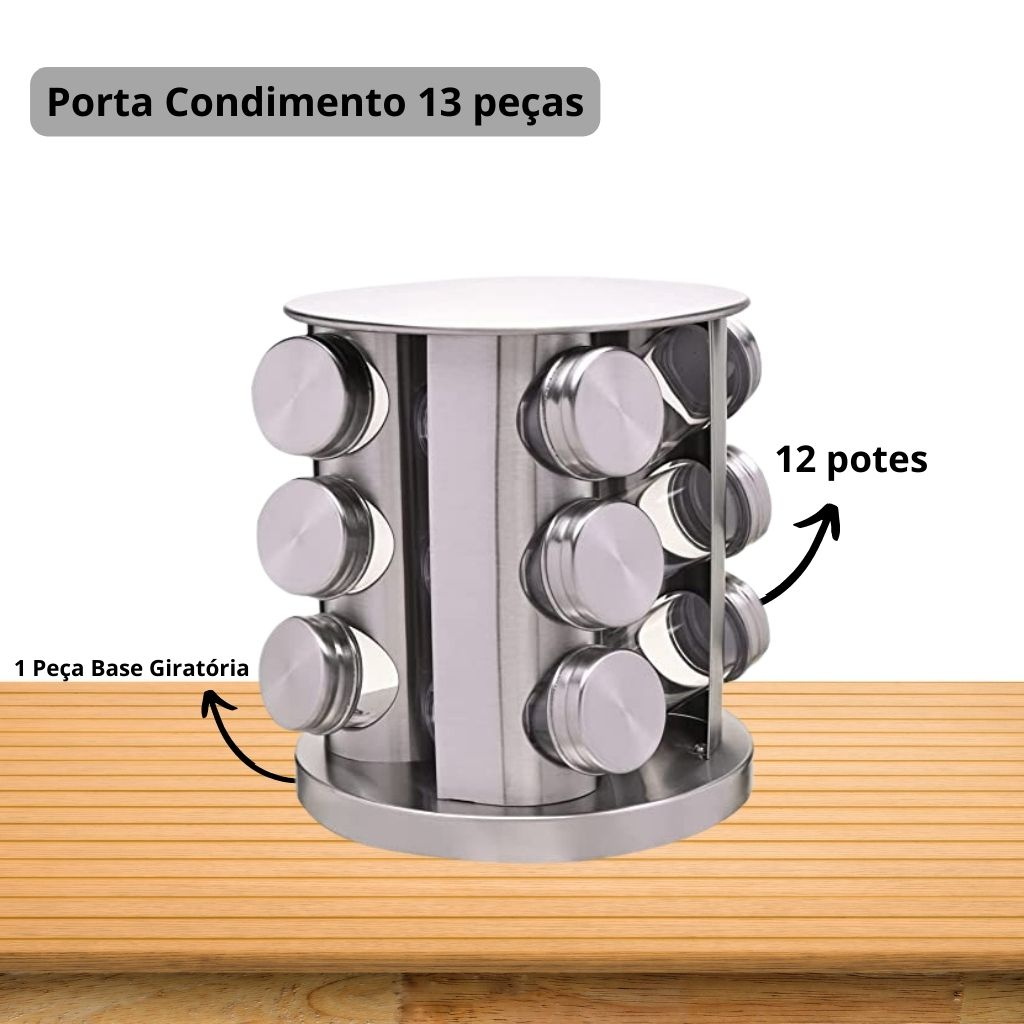 Organizador de condimentos de metal dos pisos 3305aV, Acero inoxidable.