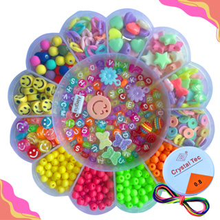 Kit Miçangas Infantil 1850 Pçs Montar Biju Pulseiras e Colares Artesanato