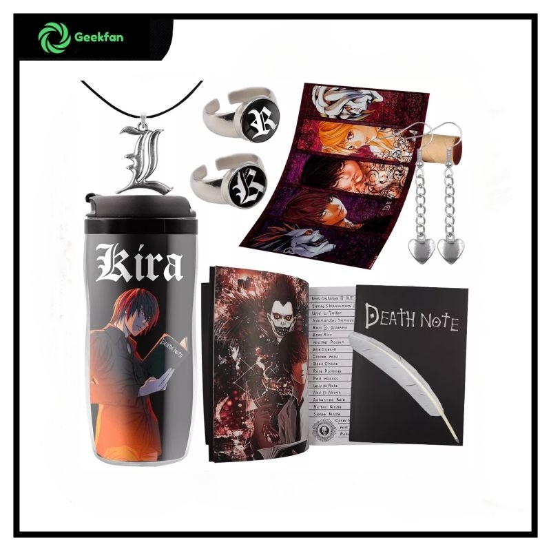 Kit Death Note caderno death note brincos copo térmico kira poster ...