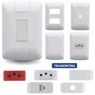 Tomada e interruptores modulos linha Aria tramontina branca