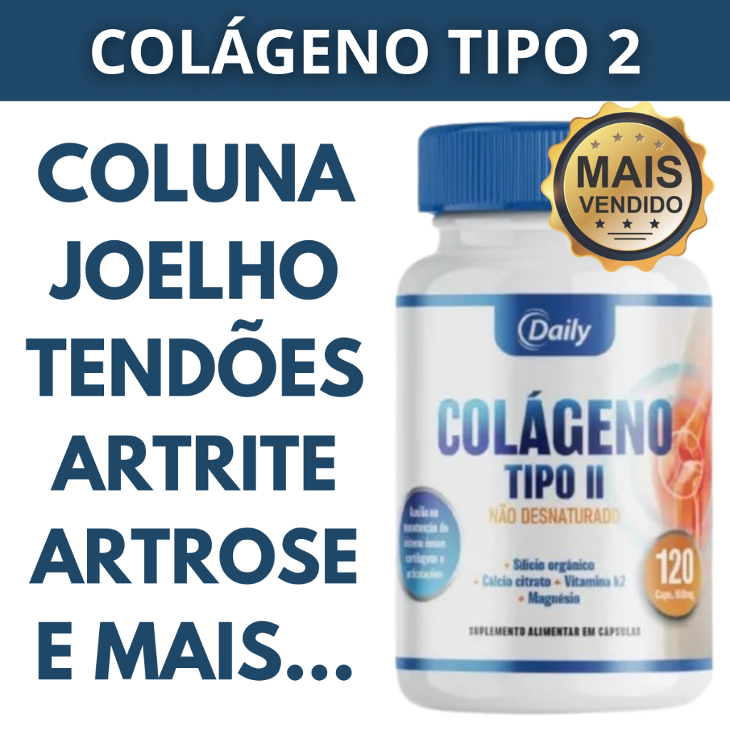 Colágeno Tipo 2 Daily 40mg 120 Cáps Original | Shopee Brasil