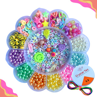 Kit Miçangas Infantil 1850 Peças P/ Montar Pulseiras E Colar Maleta Florzinha ou Ursinho Bijuteria para Crianças