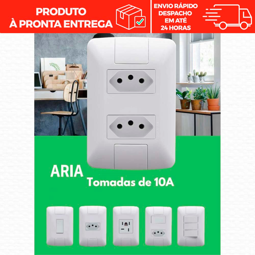 Tomadas e Interruptores Tramontina Modular 10a 20a Embutir Sem Parafuso ...