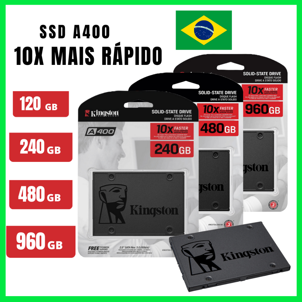 Ssd kingston 240gb 480gb 960gb 1tb a400 sata 3 notebook 10x r pido