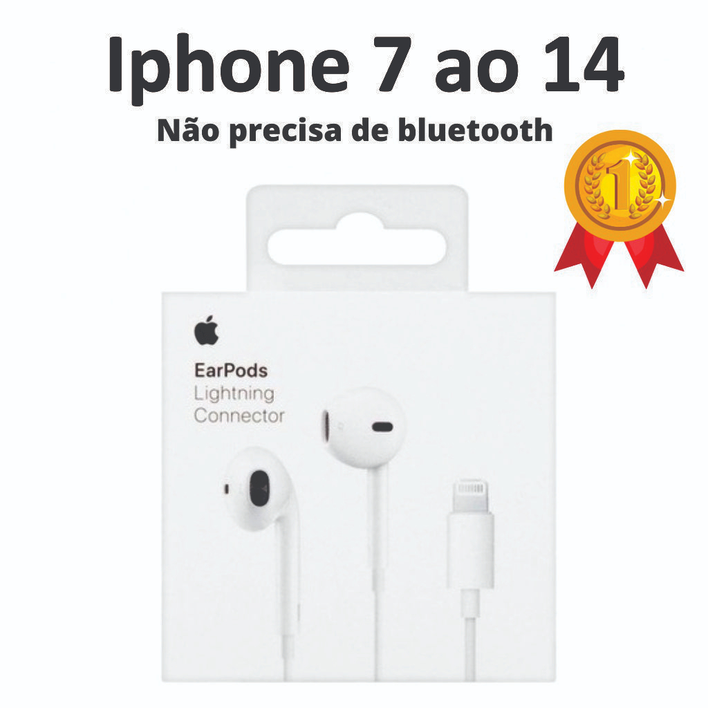 Fone De IPhone Com Fio | Fone De Ouvido Apple C/ Microfone Conector Lightning