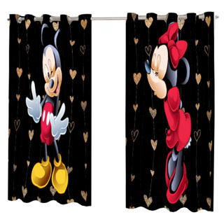 Cortina Personagens Infantil 2,50mx1,40m MICKEY E MINNIE BLACK RED.