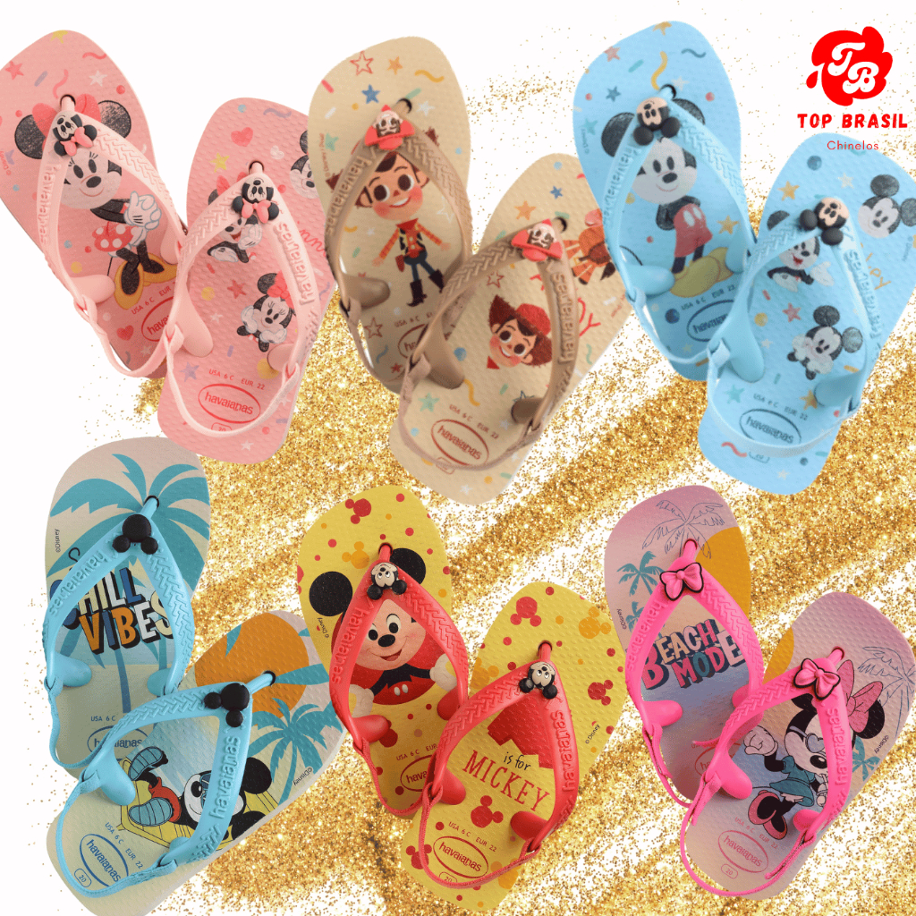 Chinelo Havaianas Baby Disney Classic C/ NF Minnie Mickey Bebe Original