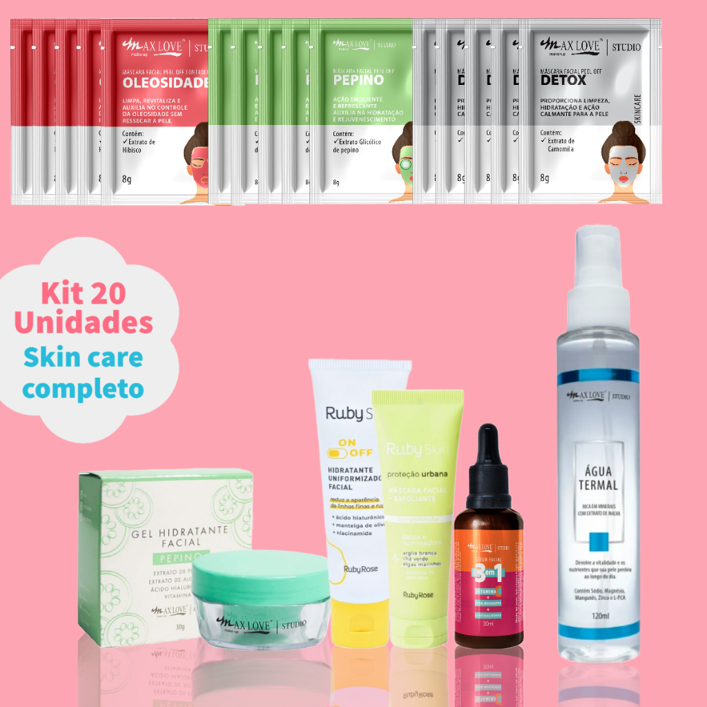 Kit Skincare completo 20 unidades, cuidados faciais. Shopee Brasil