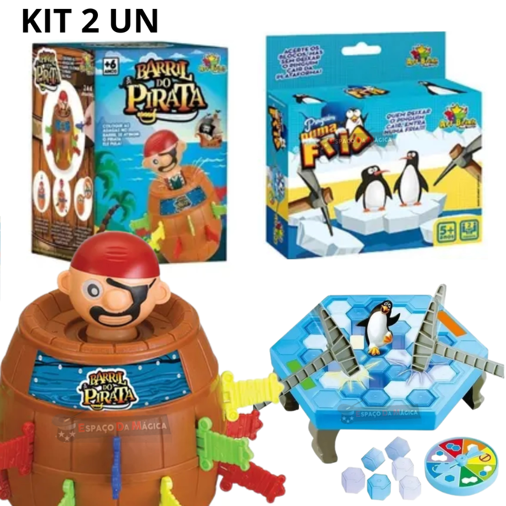 Kit Jogo Pula Pirata Barril + Jogo Hipopótamo Papa Tudo - Linha