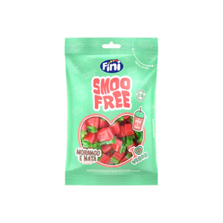 Bala De Gelatina Smoofree Vegano Morango Brilho 80g - Fini