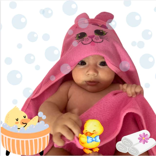 Kit 2 Toalha de banho Bebe c/ Capuz Recém Nascido infantil com orelhinha no capuz estampada bichinho em Oferta na Shopee