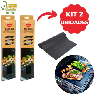 Kit 2 Manta Churrasqueira Teflon Multiuso Antiaderente para Churrasco e Grill