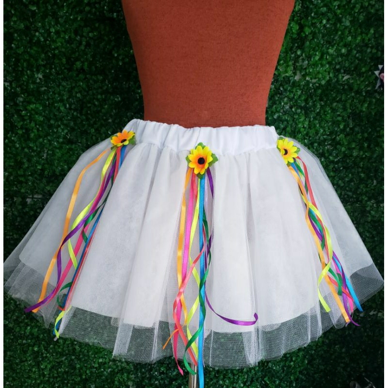 Saia de hot sale tule branca infantil