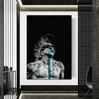Quadro decorativo 1 peça 90x70 Vintage grego lágrimas de Aquiles mitologia guerreiro escultura moderno abstrato decoração para casa sala quarto hall
