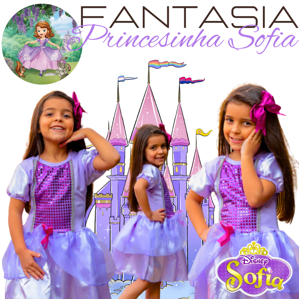 Vestido Princesa Princesinha Sofia 1 A 4 Anos Promoção