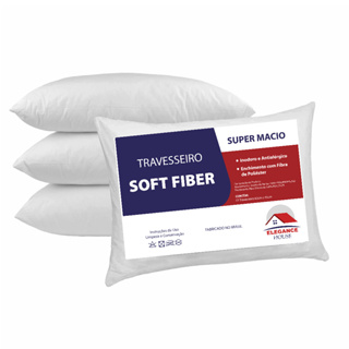 Kit 04 Travesseiros Linha Soft Fiber Macios com Fibra Siliconada