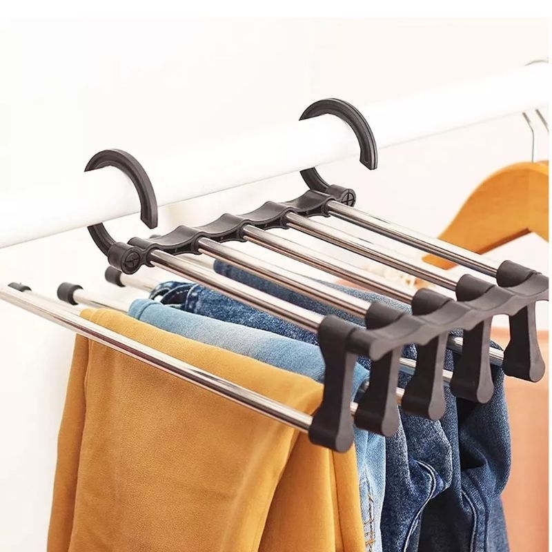 Cabide para Calça de Aço Inox 5 em1 Multifuncional Retrátil Horizontal ...