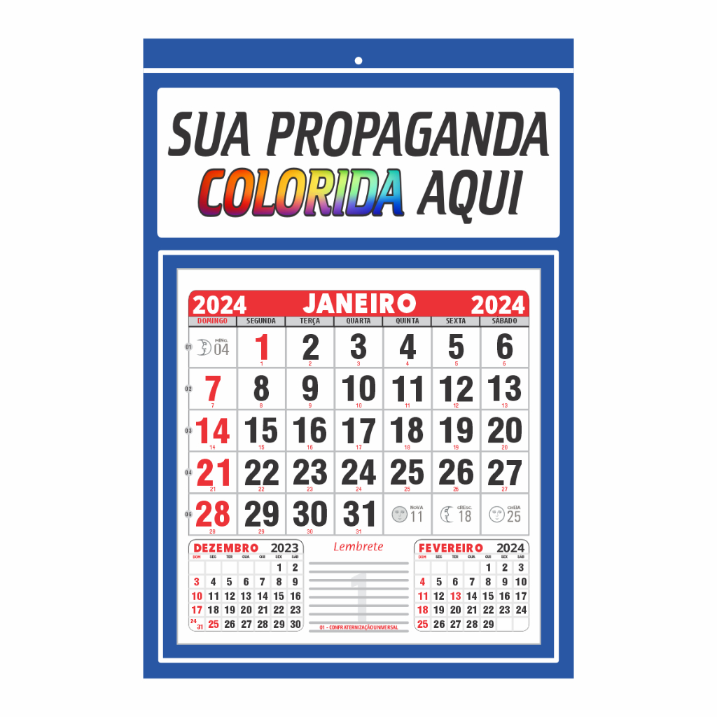 Folhinha Com Calendário 2024 Personalizado 26,5x18cm 150un | Shopee Brasil
