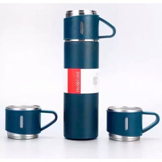 Garrafa Térmica 500ml Botão Fast Click e Tampa 3 Xícaras A Vácuo Duplo Aço para café leite e chá