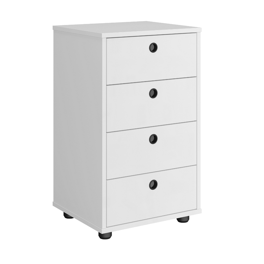 Mesa De Cabeceira Classic e Armarinho De Escritório Multiuso 4 Gavetas