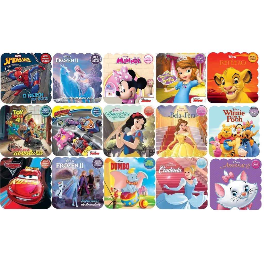 Coleção C/ 16 Livros Disney Minhas Primeiras Histórias 20x20cm