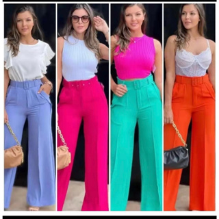 calça pantalona tecido de Duna maravilhosa ela estica com cintura alta 8097
